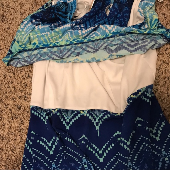 Sandra Darren Maxi Blue, Teal, Green Dress 👗 - Picture 9 of 13